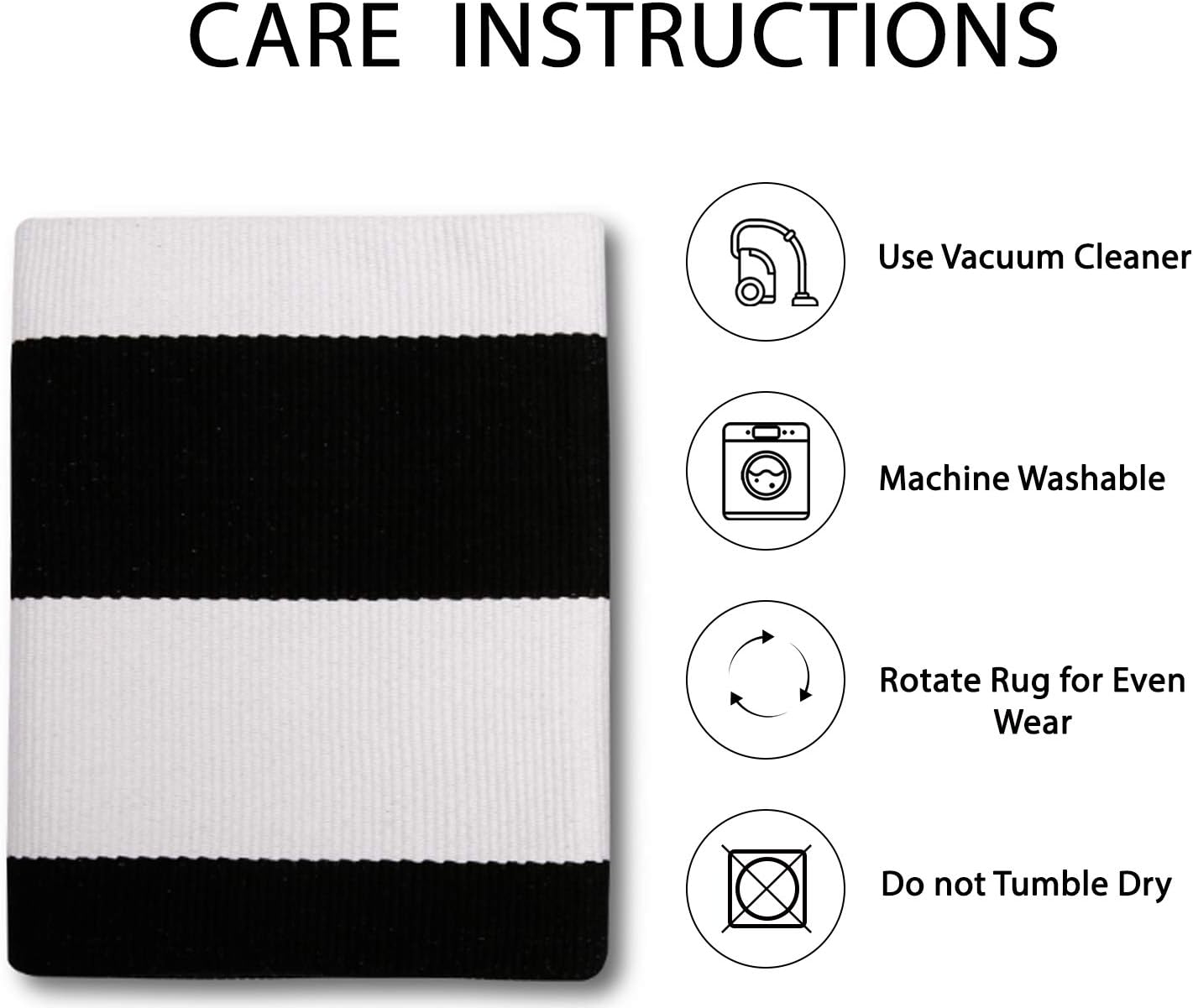 IOHOUZE Black White Striped Rug - 275 x 43 Front Door Mat