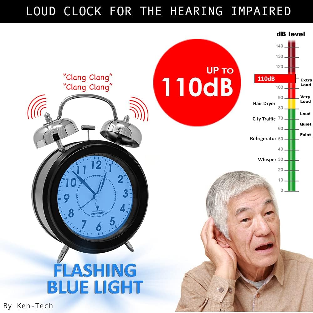 Sonnet Twin Bell Alarm Clock with Blue Backlight
