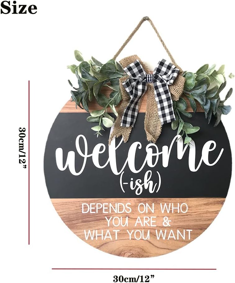 Welcome Sign Front Door Decor 12 Inch Wood Wreath