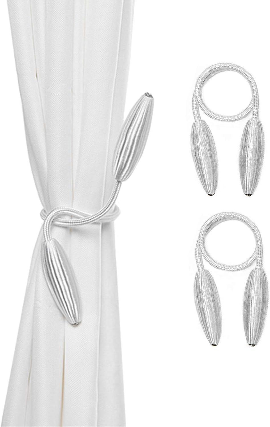 2-Pack Curtain Holdbacks White Modern Tiebacks