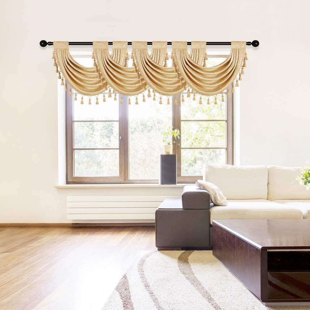 ELKCA Thick Chenille Valances Set of 2 for Living Room and Kitchen