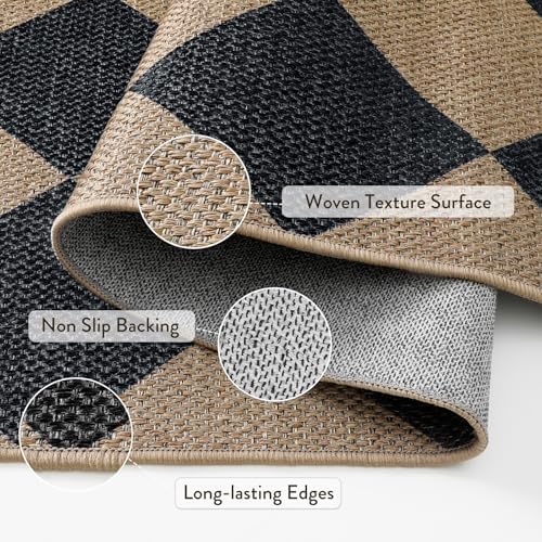 Lahome Checkered 3x5 Jute-Like Outdoor Rug