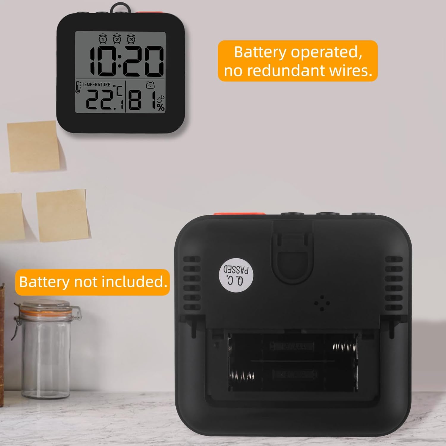 Digital Alarm Clock with 3 Bells and Temperature Display