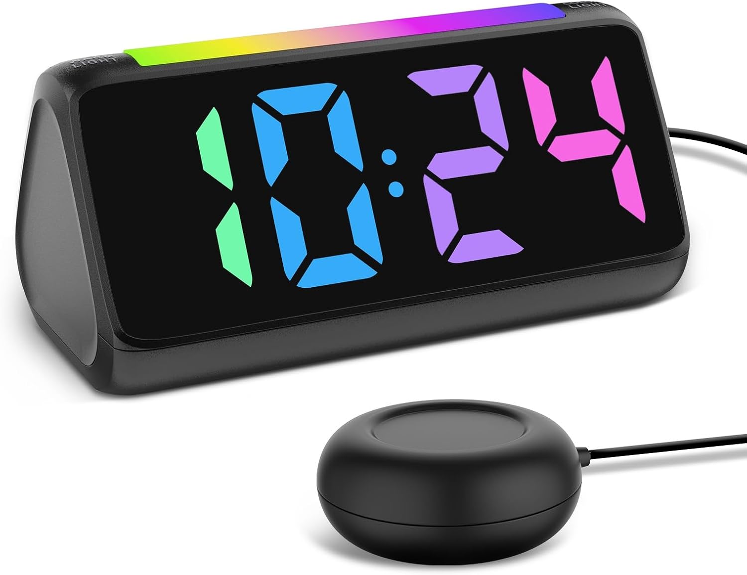 Netzu Alarm Clock for Heavy Sleepers with Vibrating Pad and RGB Display