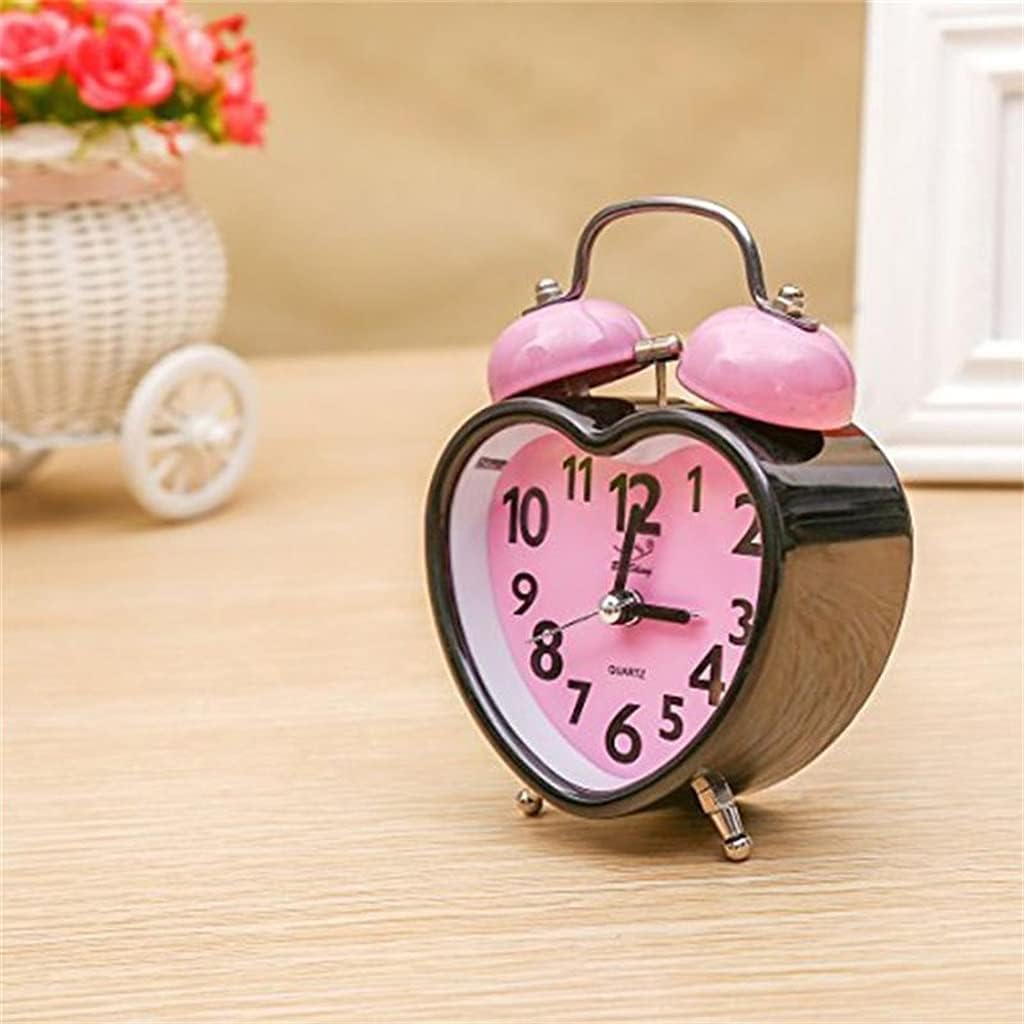 Heart Shape Double Bell Alarm Clock with Nightlight
