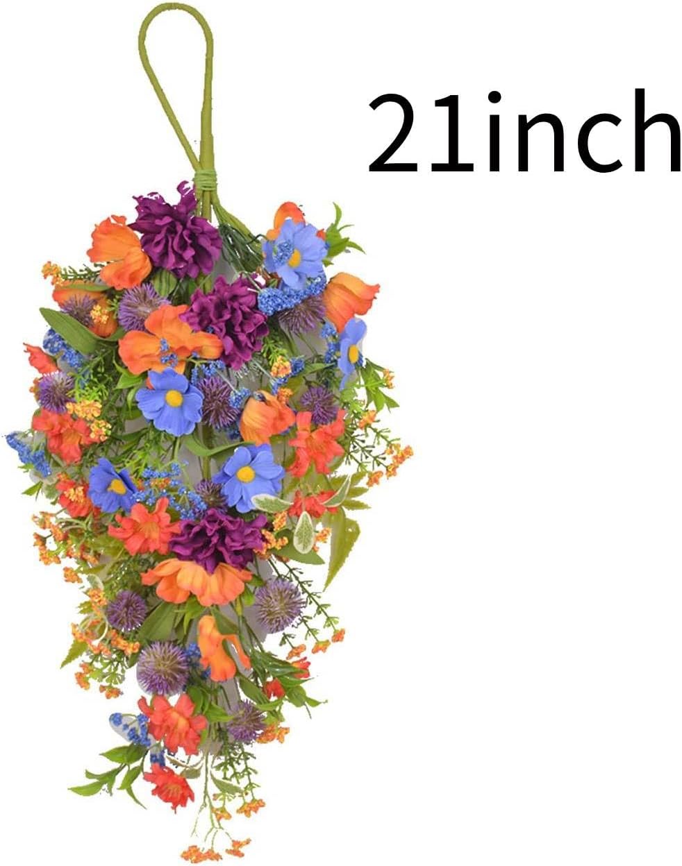 21 Inch Artificial Daisy Teardrop Swag Decor