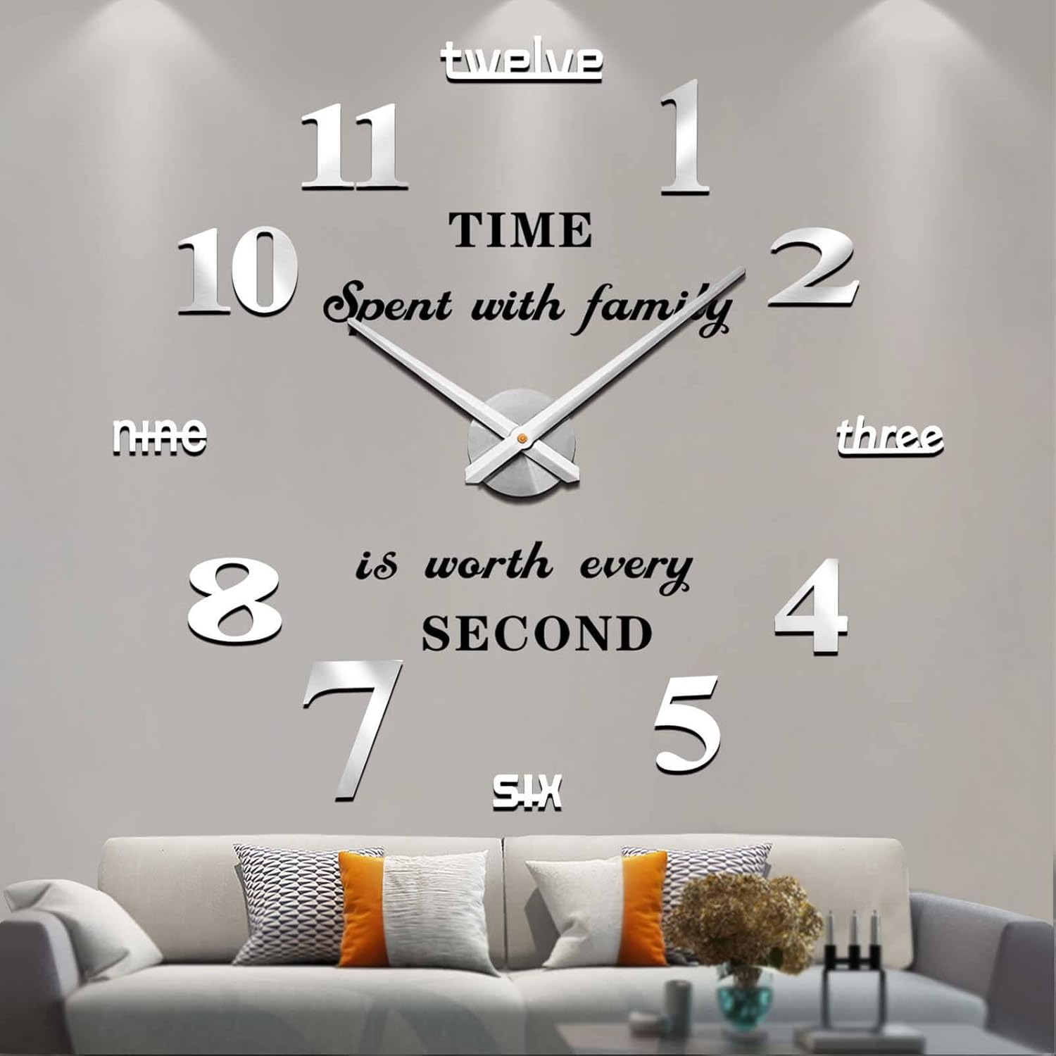 Vangold Large Wall Clocks with Mirror Numbers Black