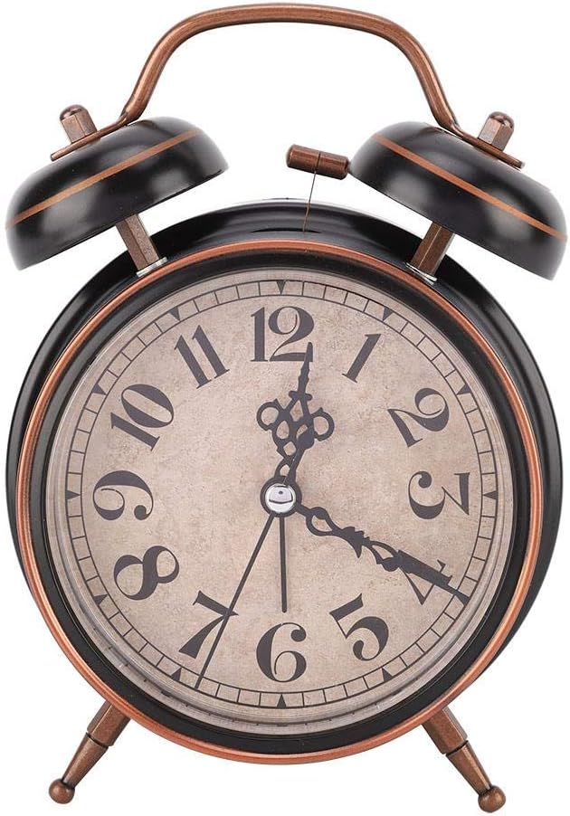 4 Inch Retro Mechanical Alarm Clock with Night Light and Twin Bell