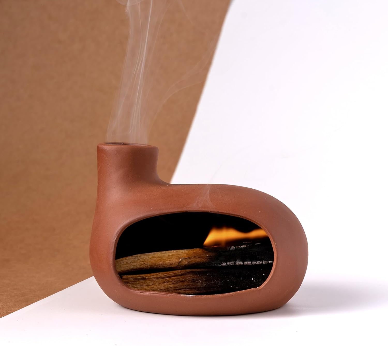 Terracotta Palo Santo Holder - Modern Chiminea Incense Burner