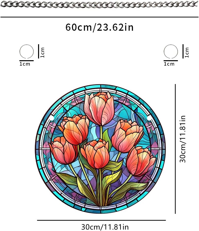 HOTIYOK Red Tulips Flower Acrylic Window Decor
