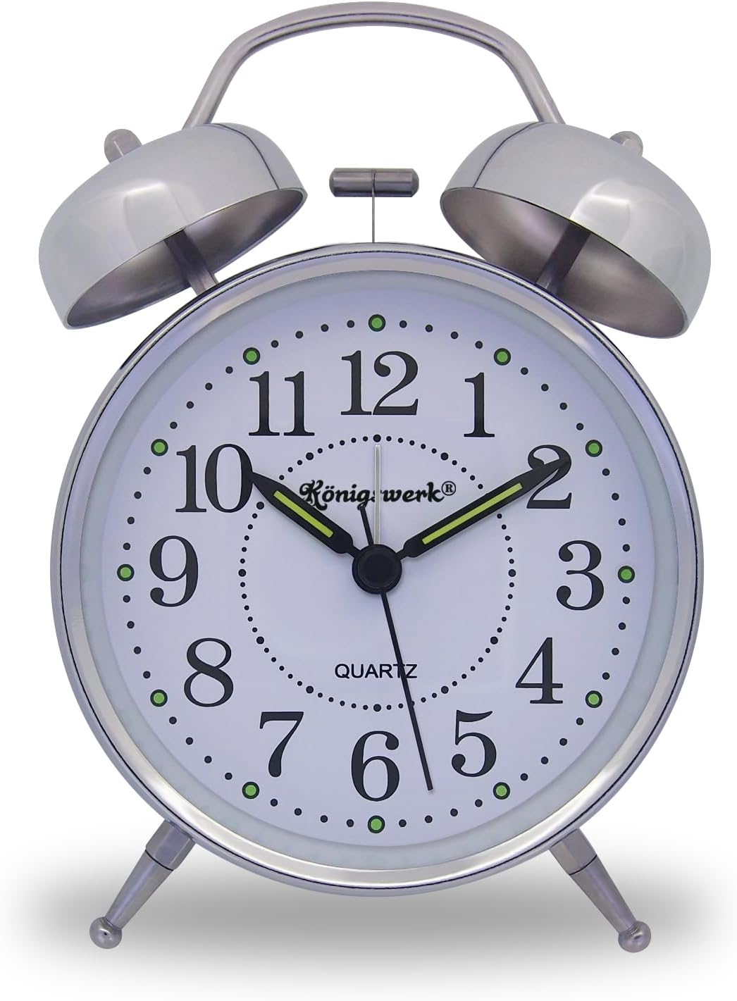 Loud Bell Alarm Clock with Night Light and Analog Display