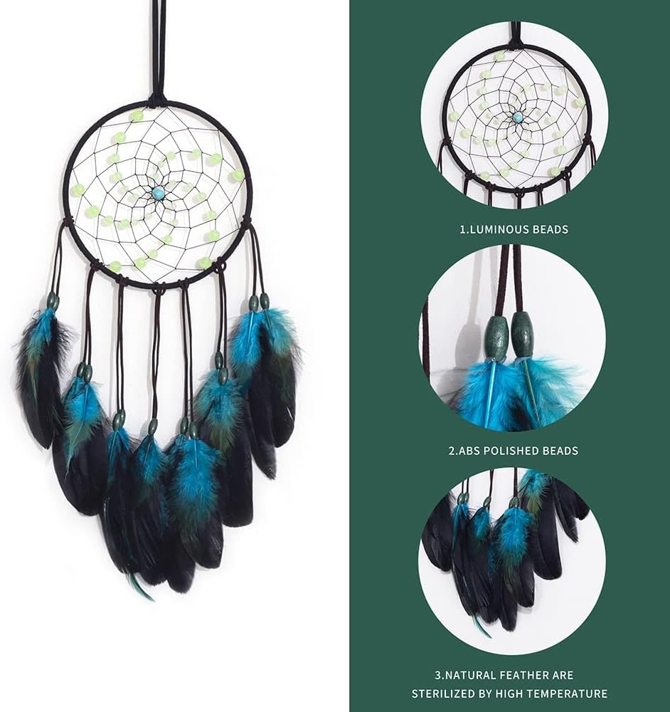 Luminous Dream Catcher with Sparkling Beads Handmade Bedroom Decor