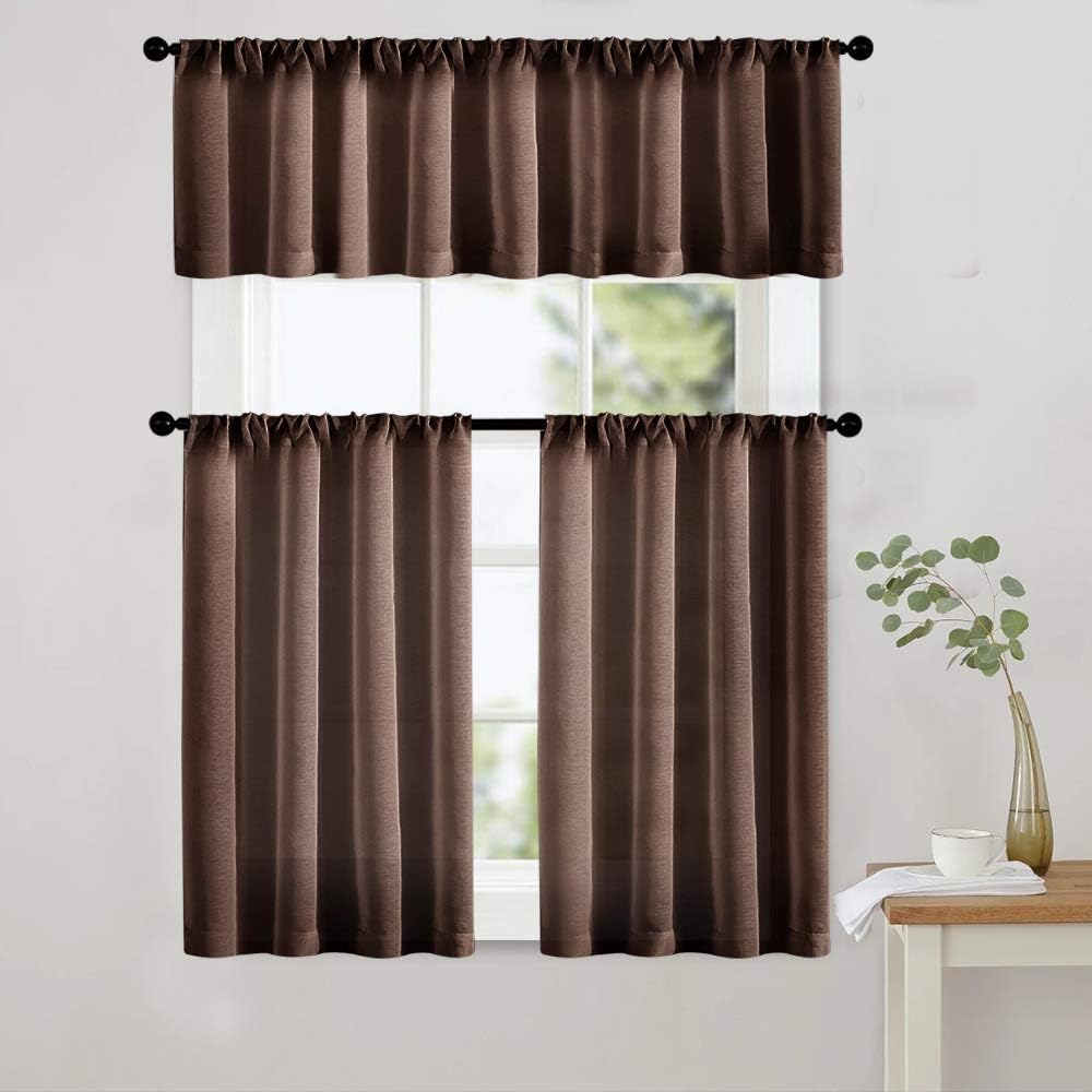 MRTREES Brown Sheer Valance 54x16 Inch Panel 1