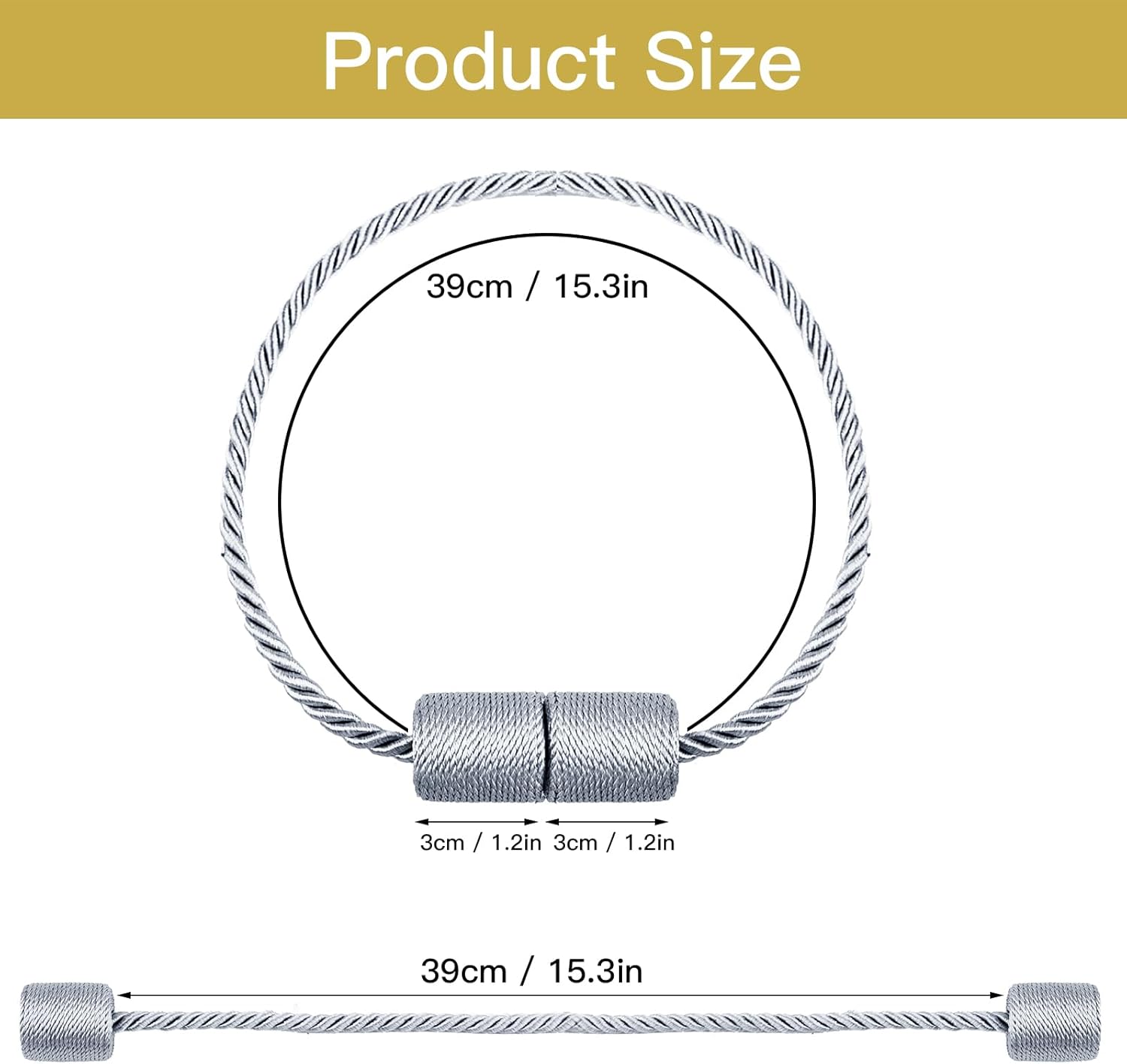 VEAGINS 6 Pack Strong Magnetic Curtain Holdbacks Grey