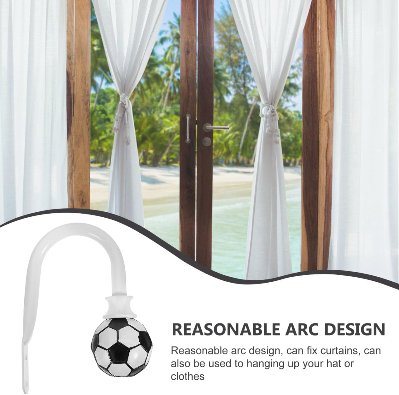White Metal Curtain Tieback Holder for Window Holdbacks
