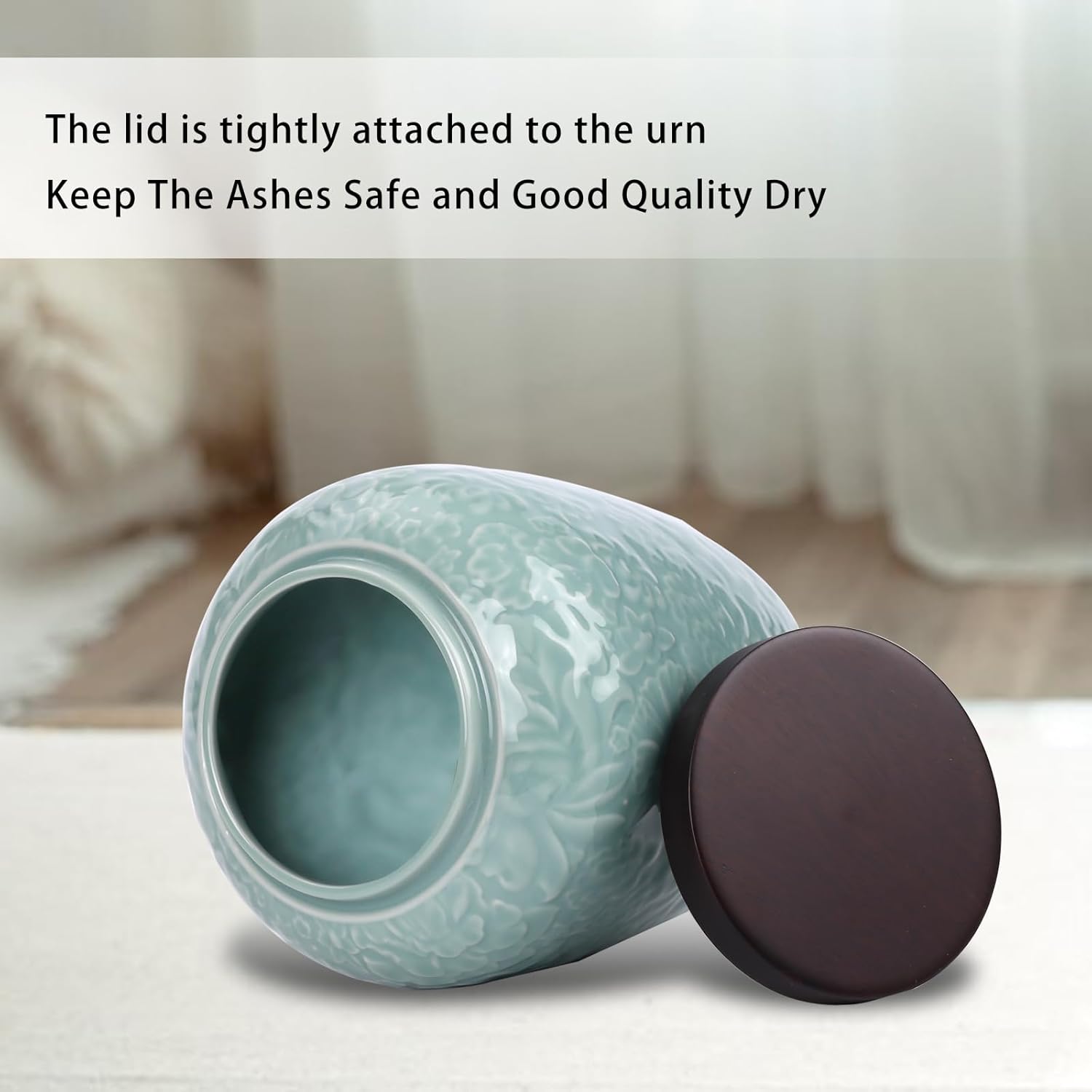 Elegant Floral Ceramic Urn for Ashes