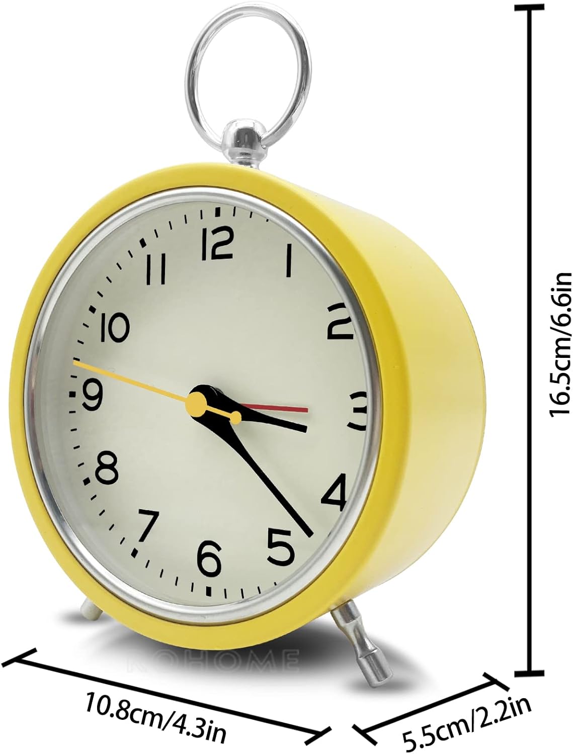 Rohome Yellow Small Silent Alarm Clock with Night Light