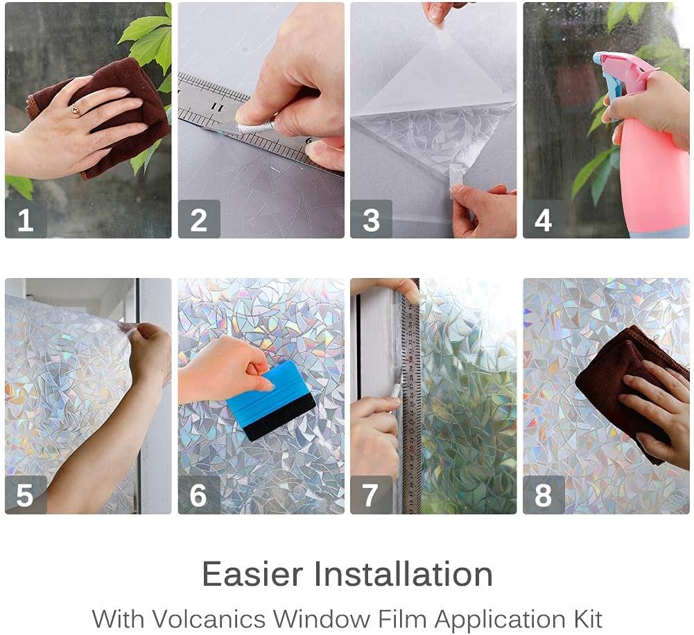 Volcanics Window Privacy Film with Rainbow Design