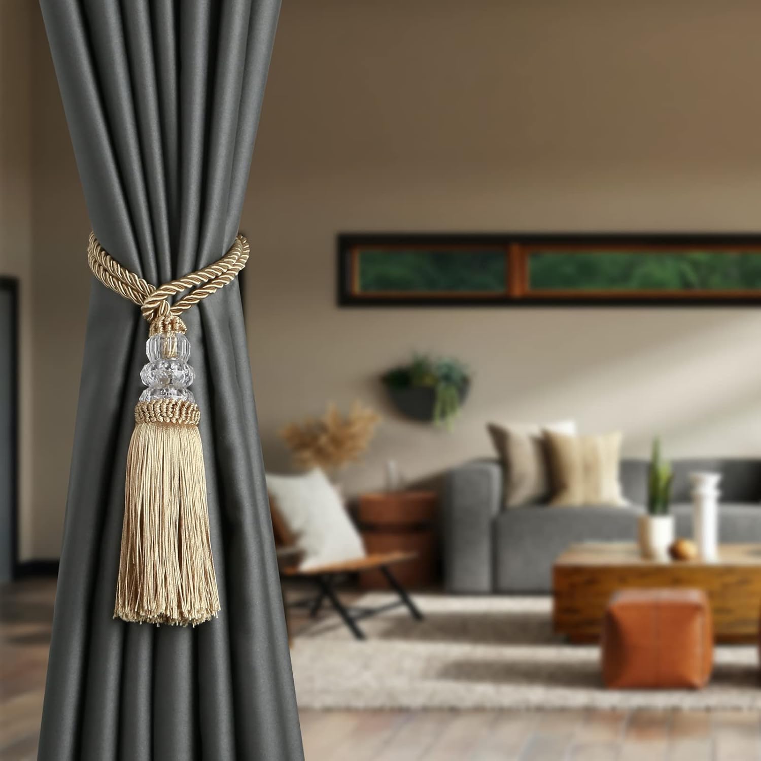 Curtain Tiebacks with Tassel Gold 2 Pack