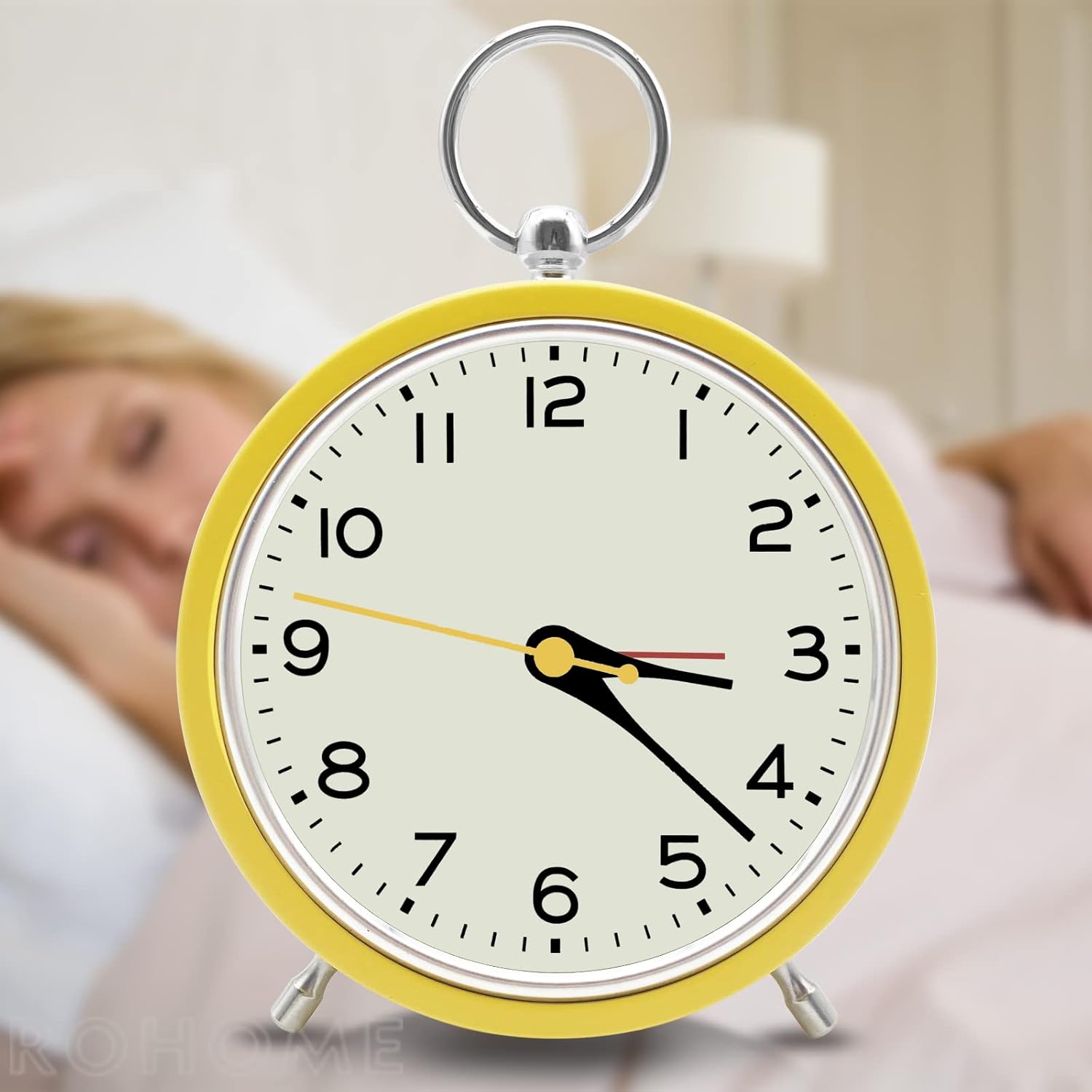 Rohome Yellow Small Silent Alarm Clock with Night Light