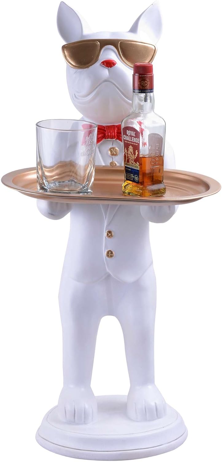 Cool Dog Sculpture with Plate for Home Decor