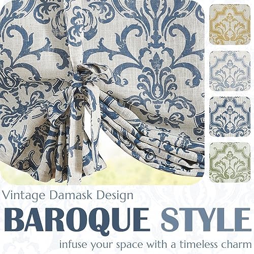 Jinchan Linen Valance Curtain 45 Inch Slate Blue