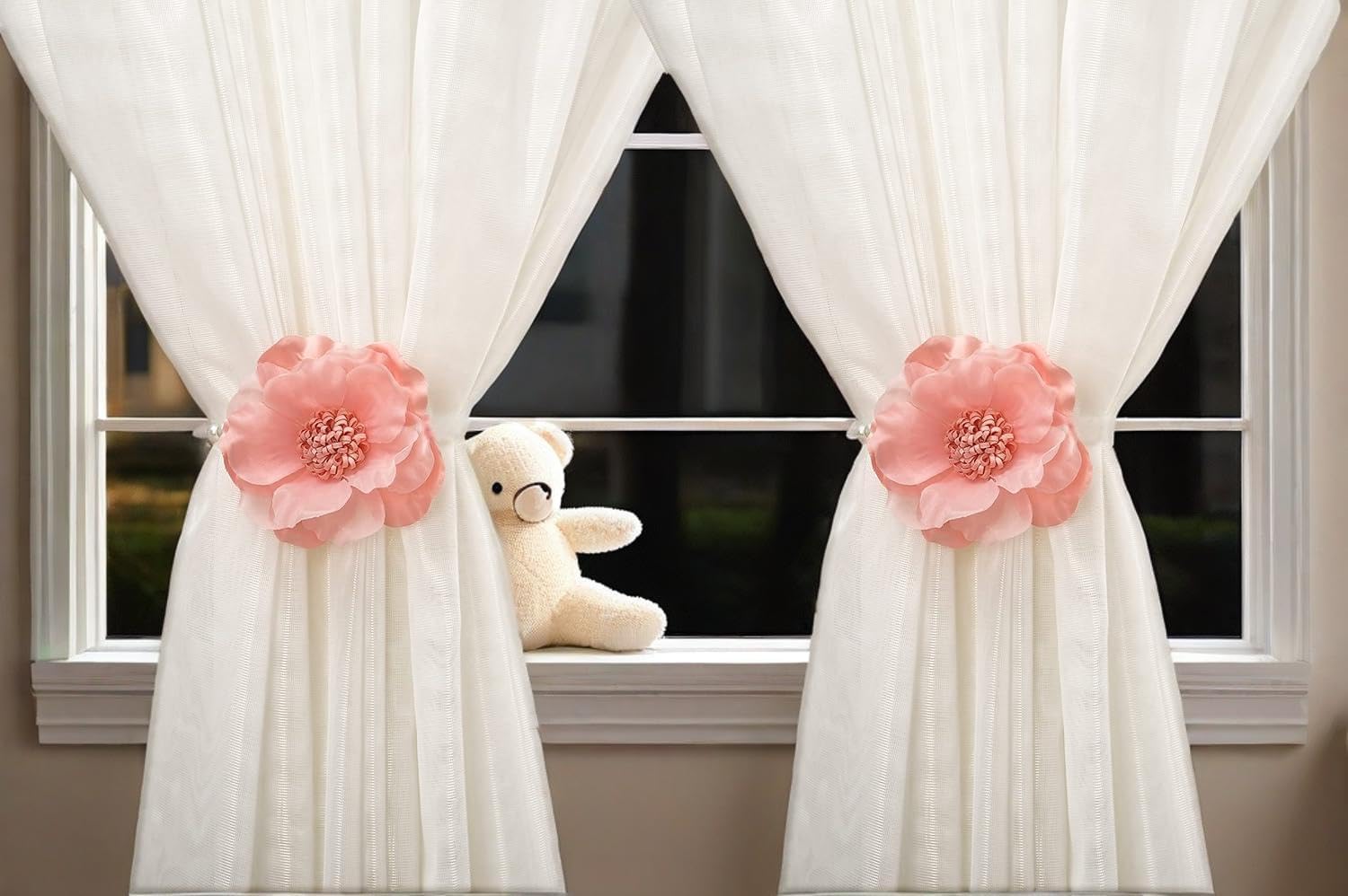 SUQ I OME 2 Pack Magnetic Curtain Tiebacks with Flowers