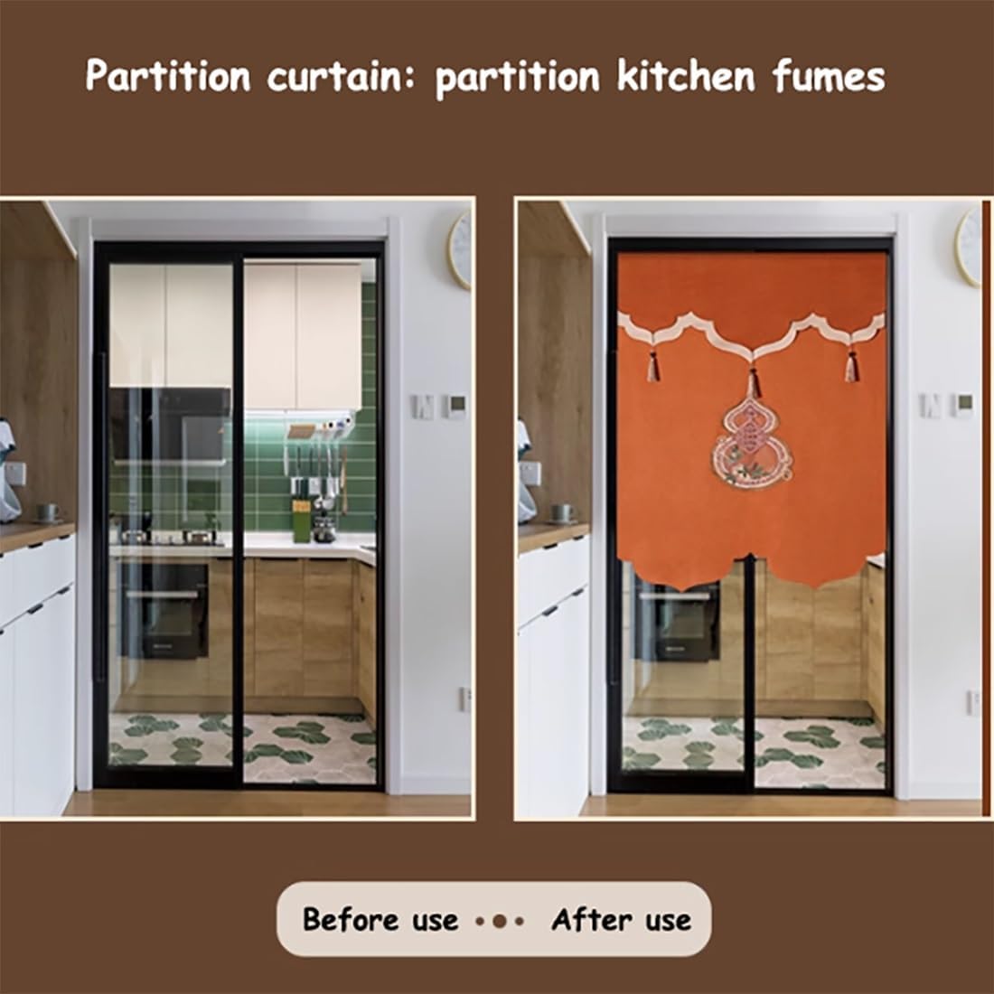 Japanese Noren Door Curtain with Telescopic Rod