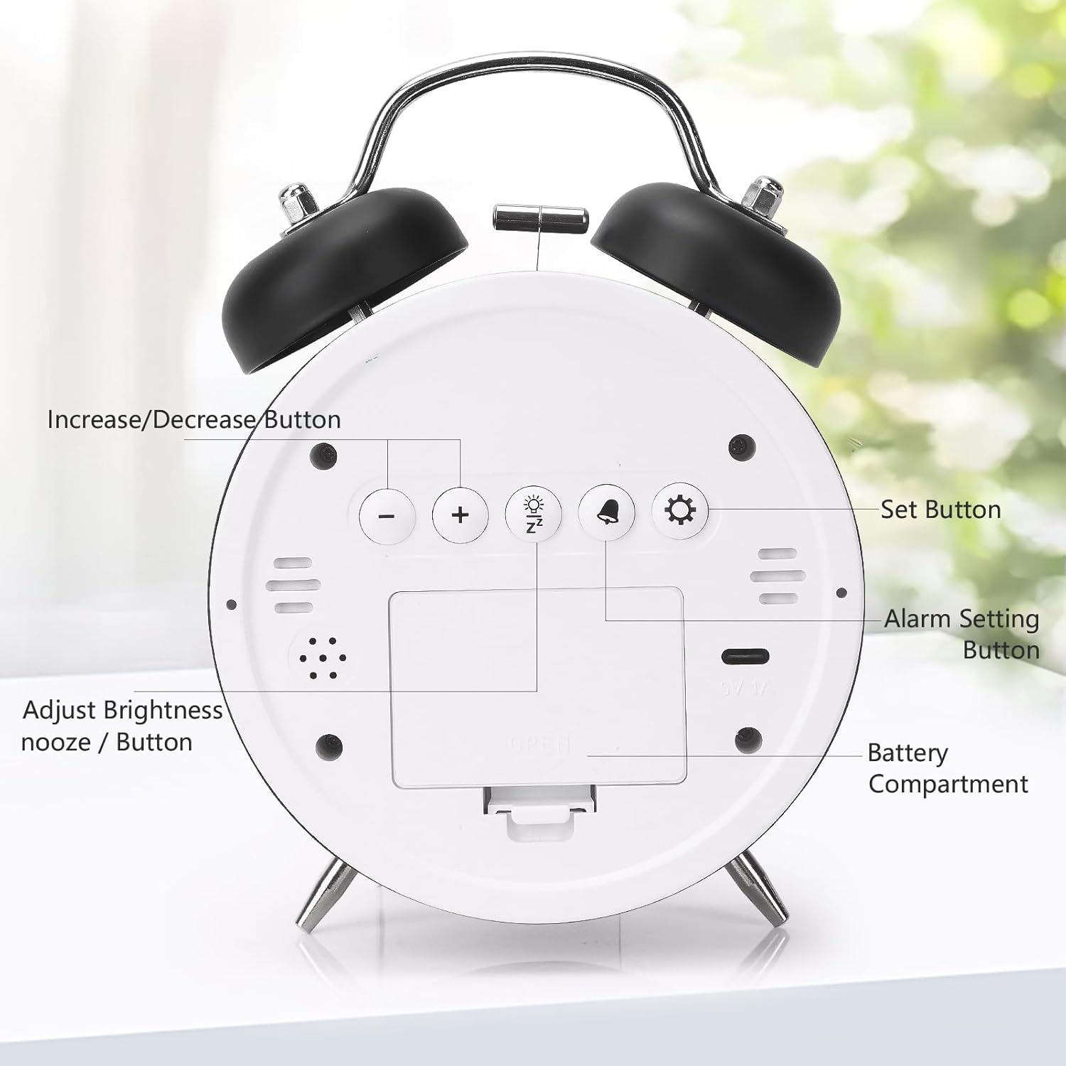 JUSTUP Super Loud Digital Alarm Clock with LED Display and Double Bell