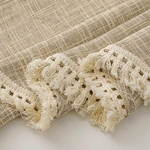 Beda Home Tassel Linen Textured Swag Curtain Valance for Farmhouse Kitchen 1