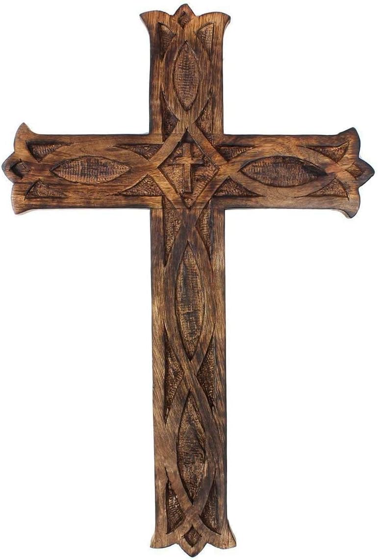 KSJONE 10 Inch Wooden Wall Hanging Cross Decor