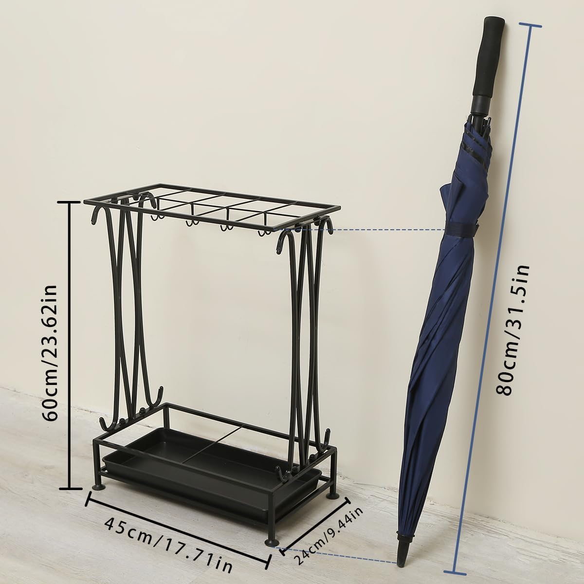 Black Metal Umbrella Stand Indoor Entryway