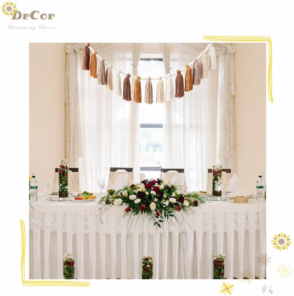 DrCor Boho Tassel Garland - Terracotta Rainbow Wall Decor