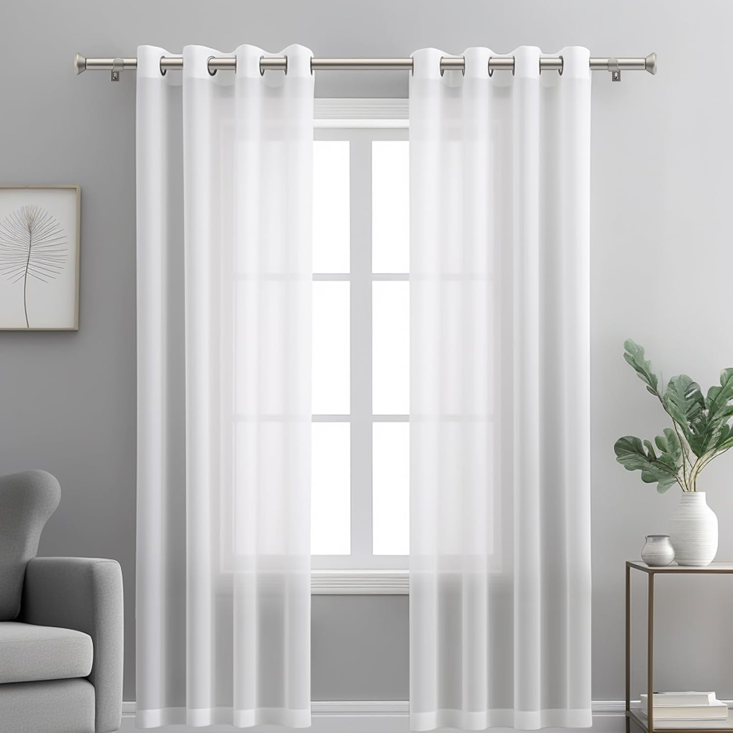 Heavy Duty Curtain Rods for Windows 28-48 Inches with Diamond Finials