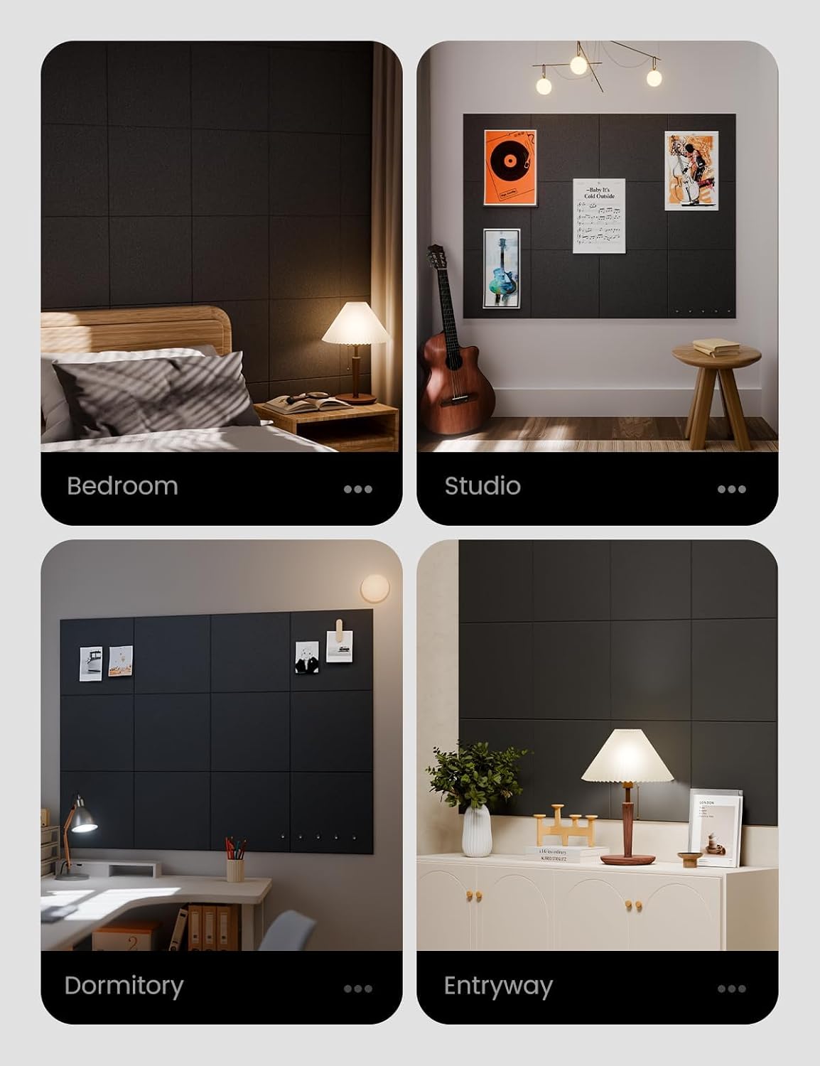 Black Felt Bulletin Board 48 x 36 12 Pack with 70 Removable Tabs