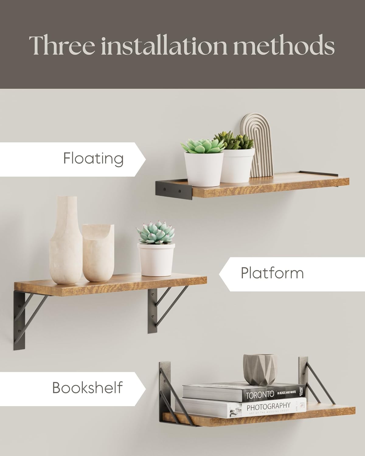 BAYKA Corner Floating Wall Shelves Set of 3