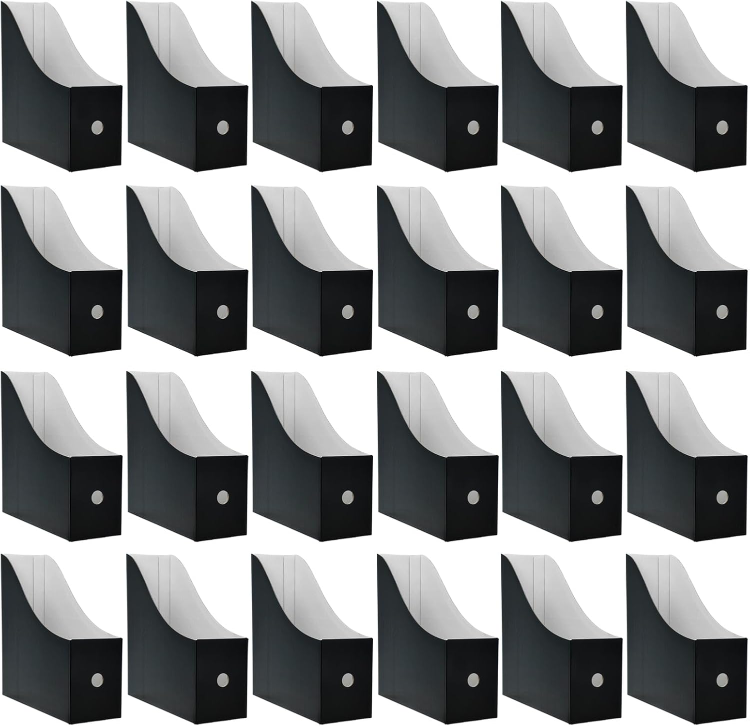 24 Pack Black Cardboard Magazine Holder Sturdy Book Bins for Classroom Library