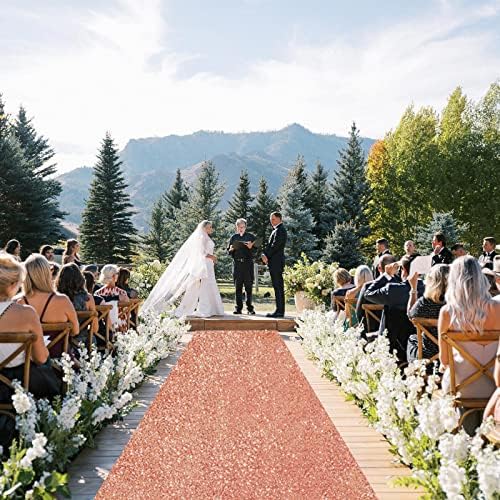 Rose Gold Sequin Aisle Runner Wedding Carpet 2ftx15ft