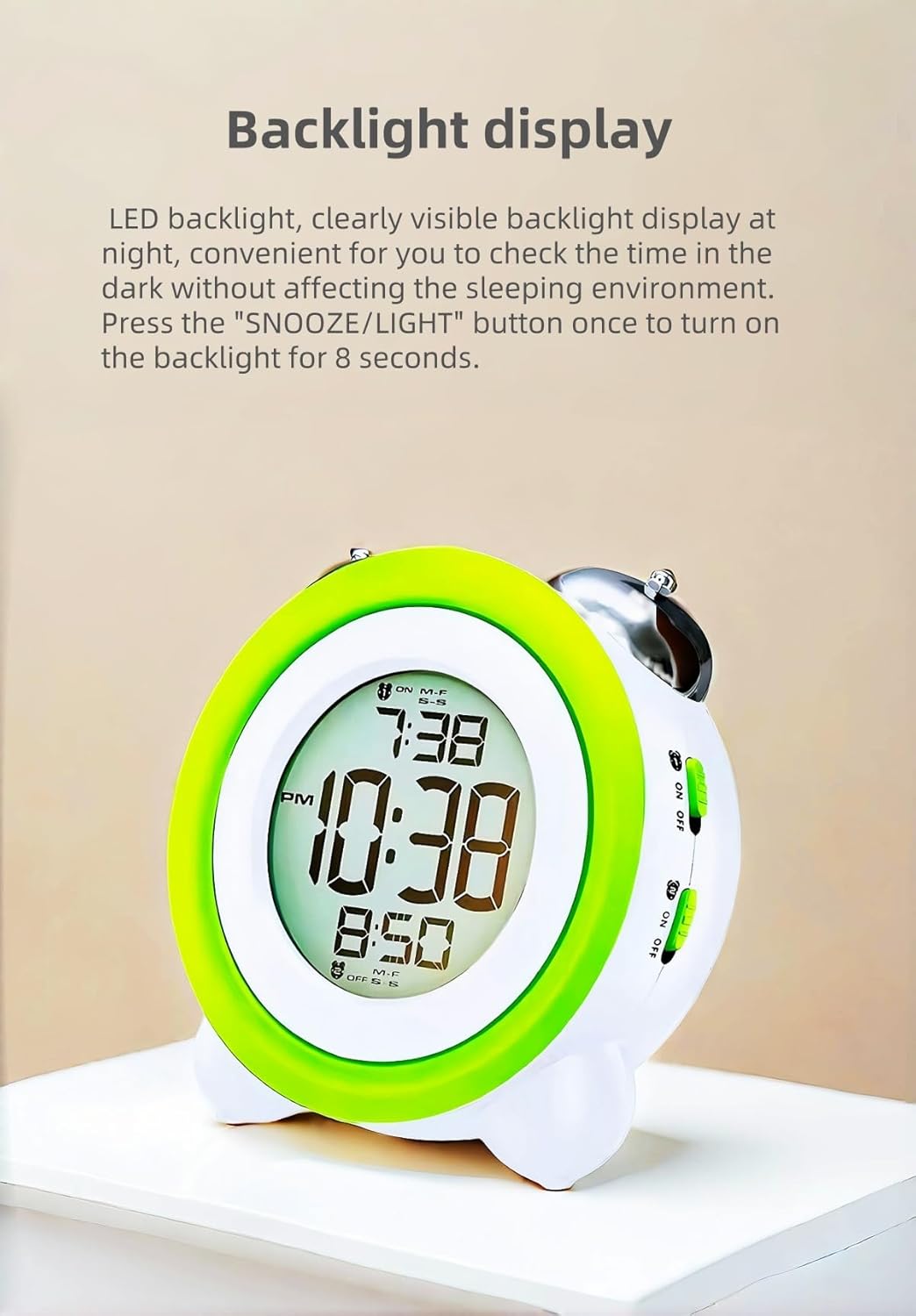 Super Loud Alarm Clock with Twin Bell and Backlight Display