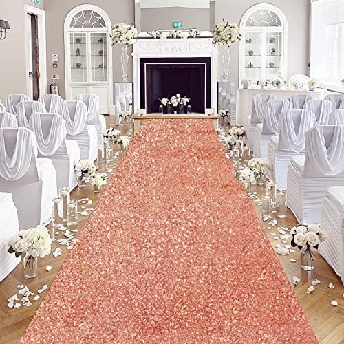 Rose Gold Sequin Aisle Runner Wedding Carpet 2ftx15ft