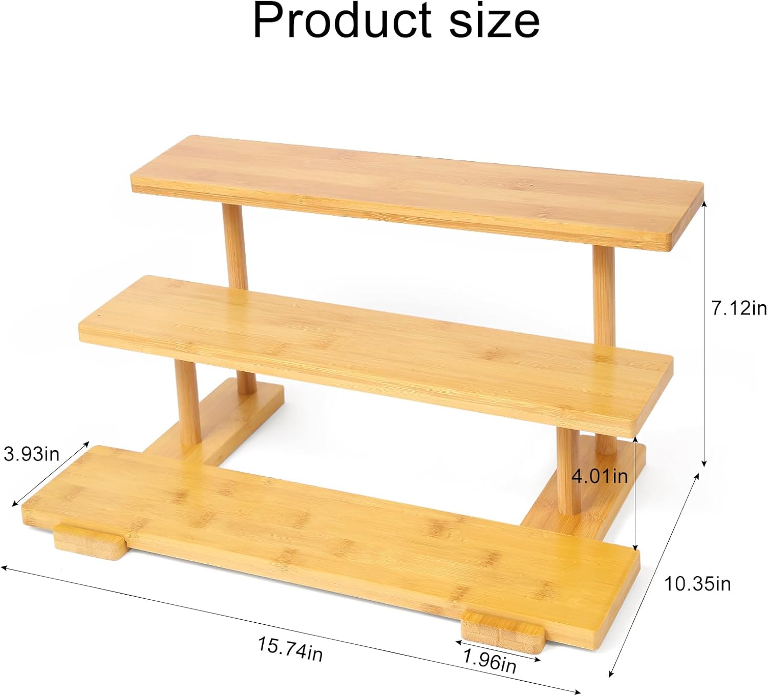 3 Tier Bamboo Display Rack Bathroom Counter Kitchen Organizer Perfume Cosmetic Organizer