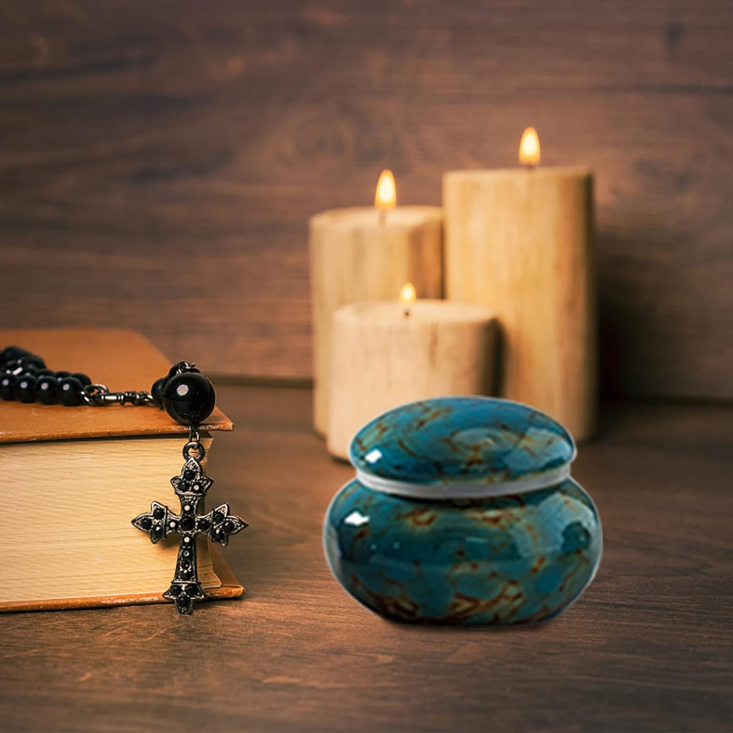 Small Sapphire Blue Mini Keepsake Urn for Ashes