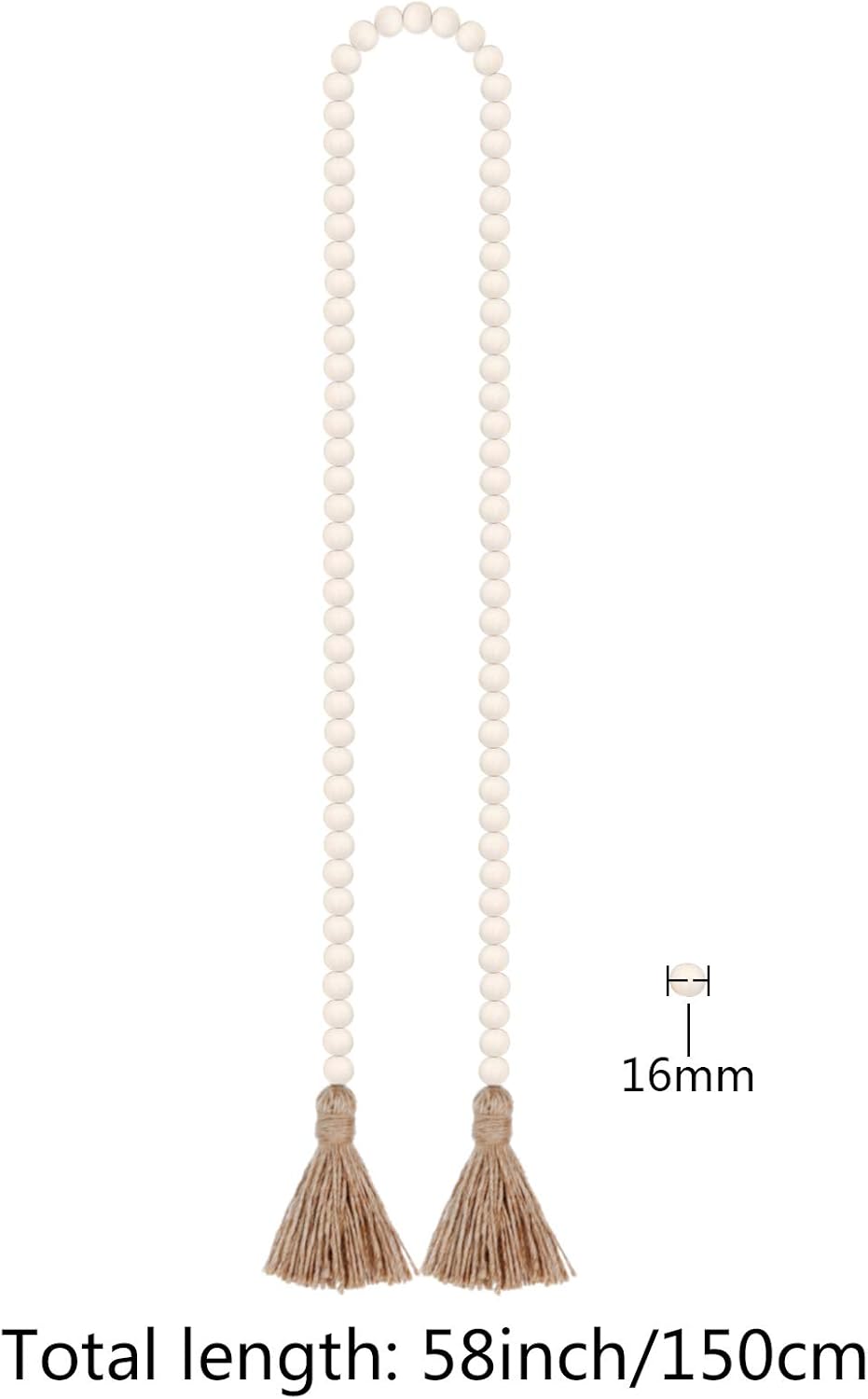 58 Inch Wood Bead Garland with Tassels