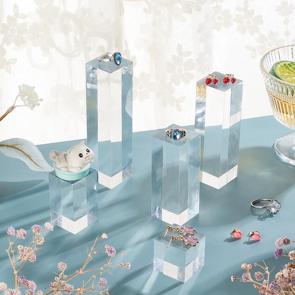 BENECREAT 5pcs Clear Acrylic Display Blocks for Jewelry and Gemstone Display