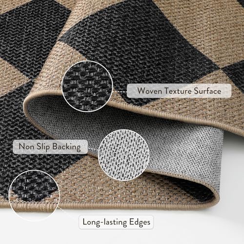 Lahome Checkered Jute Style Entry Rug 3x5 Black