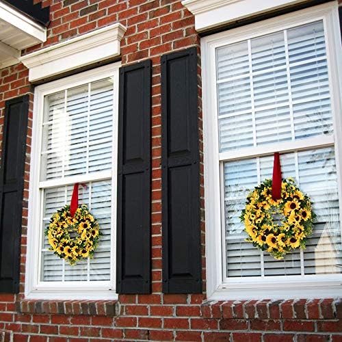 Lvydec Artificial Sunflower Wreath 16 Inch Decorative