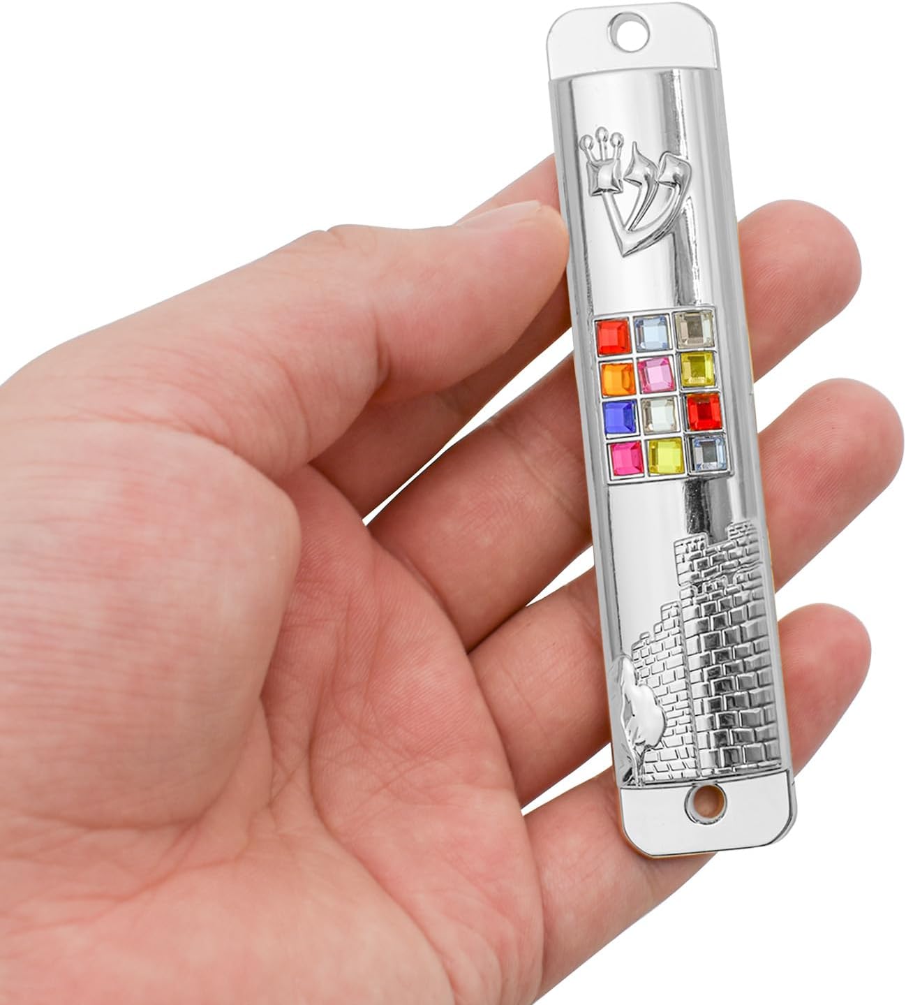MrMrKura Silver Mezuzah with Scroll for Door
