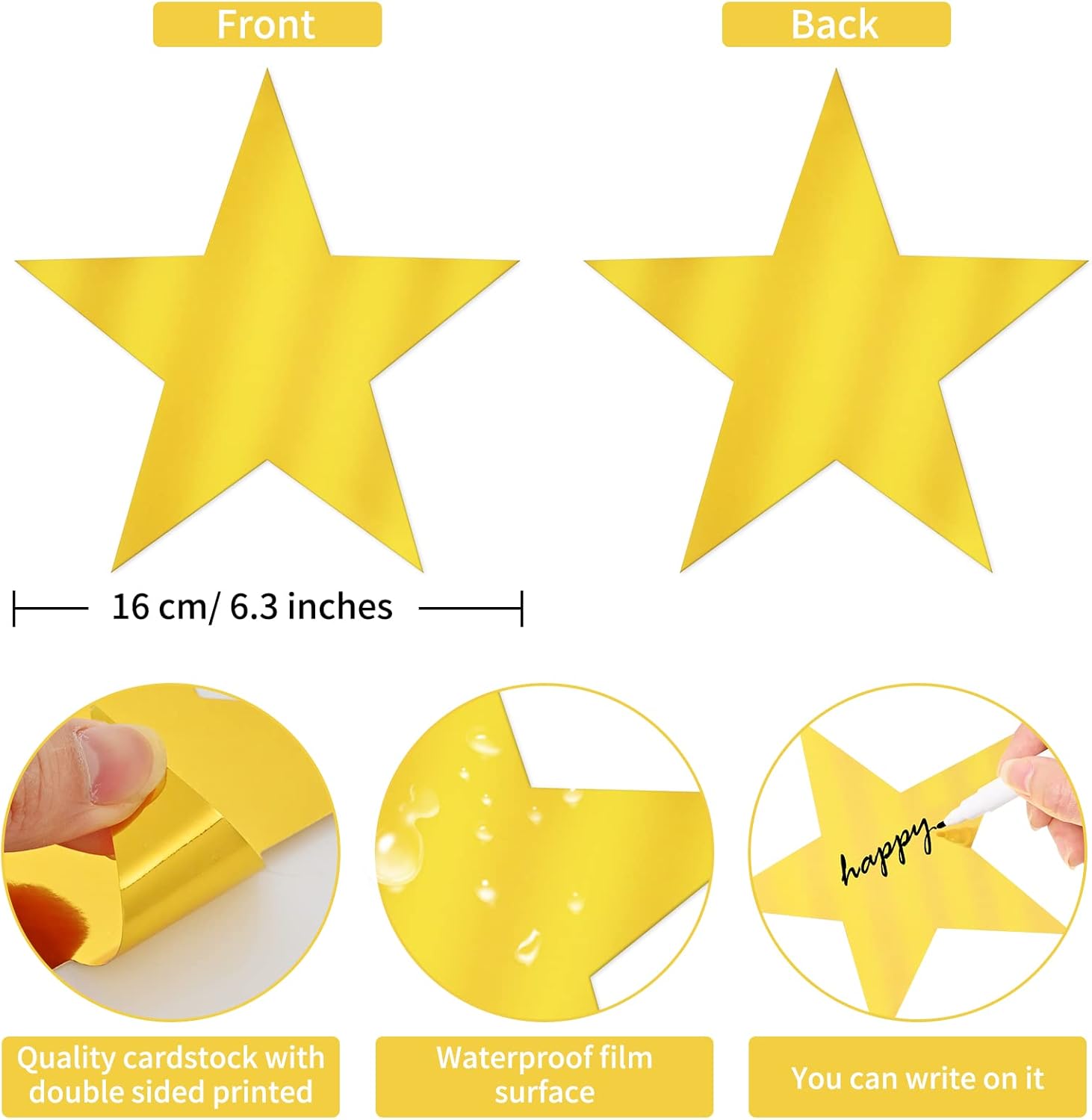40 Pcs Gold Metallic Star Cutouts for Party Decorations