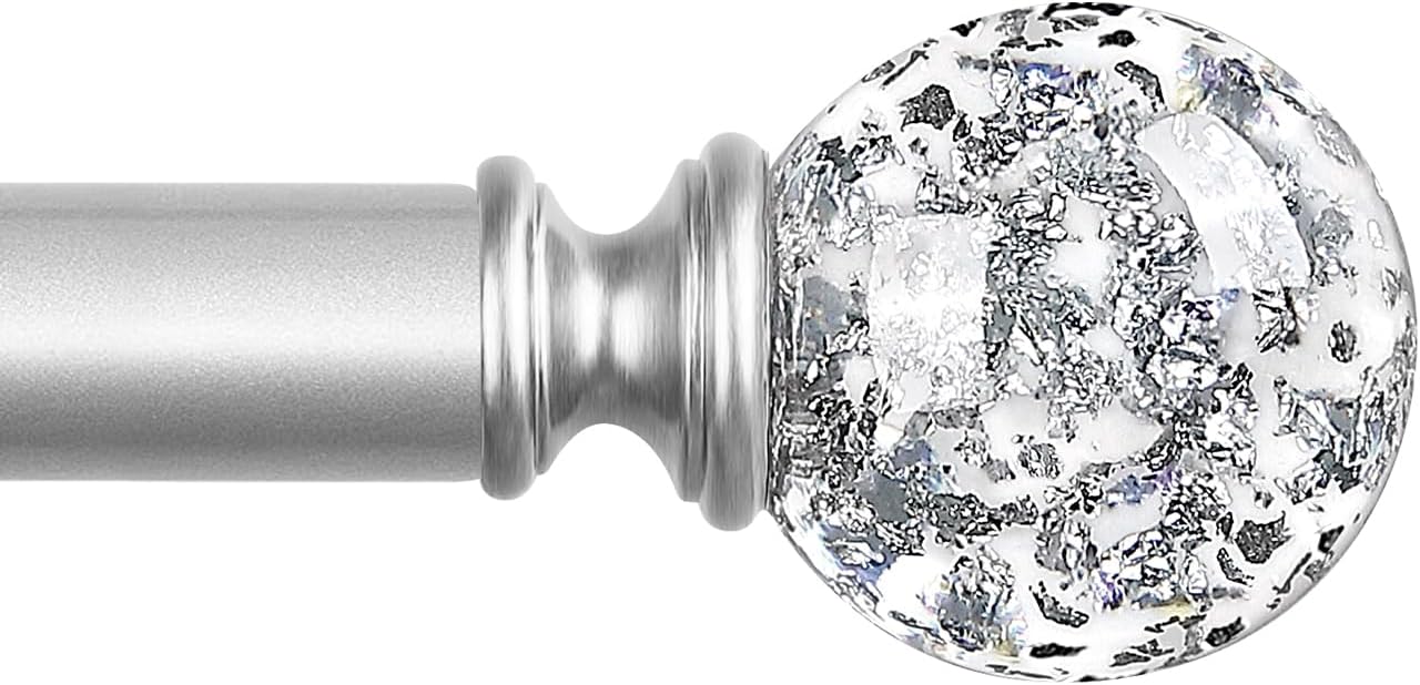 Silver Crystal Curtain Rods 18-60 Inches Adjustable