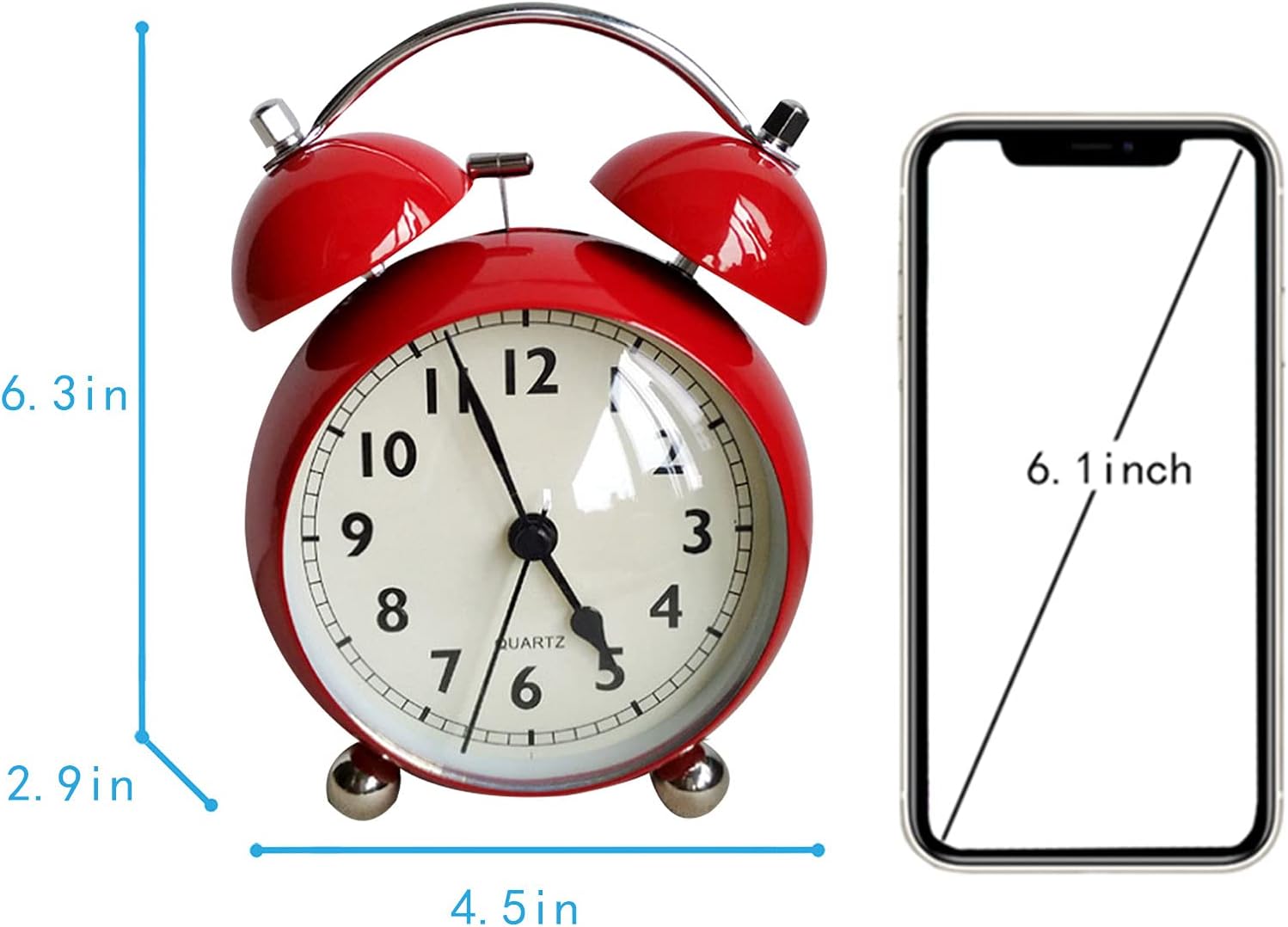 4 Inch Twin Bell Retro Alarm Clock with Backlight